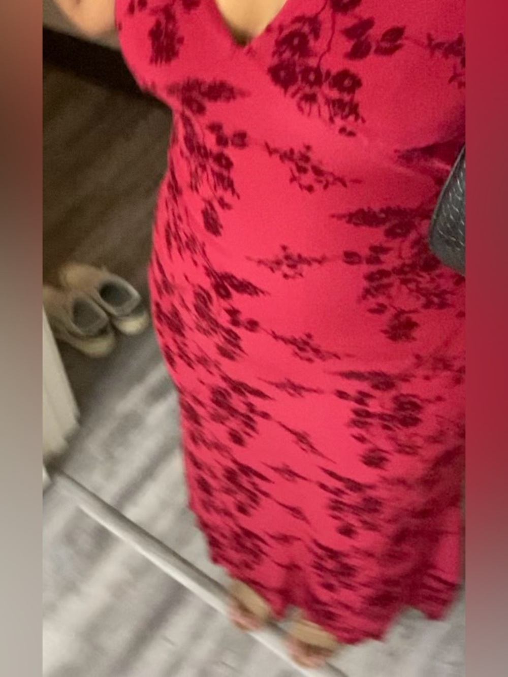 Sleeveless Wine Floral Maxi Dress with V-Neck - Picture 3 of 3